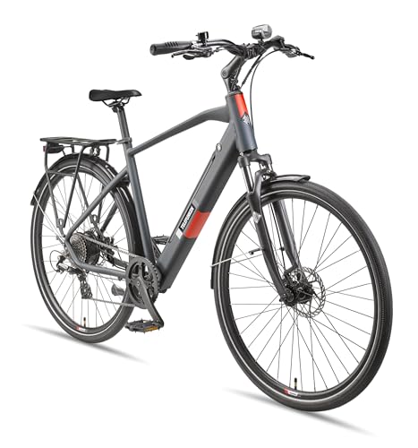 TELEFUNKEN E-Bike 28 Zoll Fahrrad für Herren | Trekking Pedelec mit 8-Gang Kettenschaltung & Scheibenbremsen | Elektrofahrrad mit 250 W Heckmotor & integriertem 417,6 Wh Li-Ion-Akku