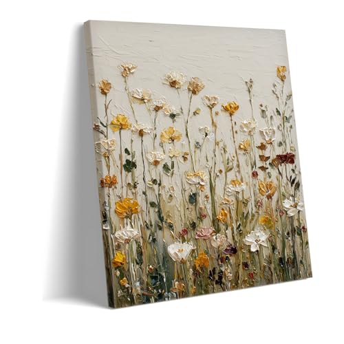 Fleurs sauvages tableau pour habiller un grand mur vide salon