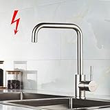 ✔ 360° drehbare Niederdruck-Spültischarmatur: Der Niederdruck-Küchenhahn kann um 360° gedreht werden und ist für die Installation auf einem Einzel- oder Doppelwaschbecken geeignet. Es kann auch auf der linken oder rechten Seite der Spüle installiert werden. So können Sie den Wasserauslass beim Reinigen genau in die gewünschte Position drehen.