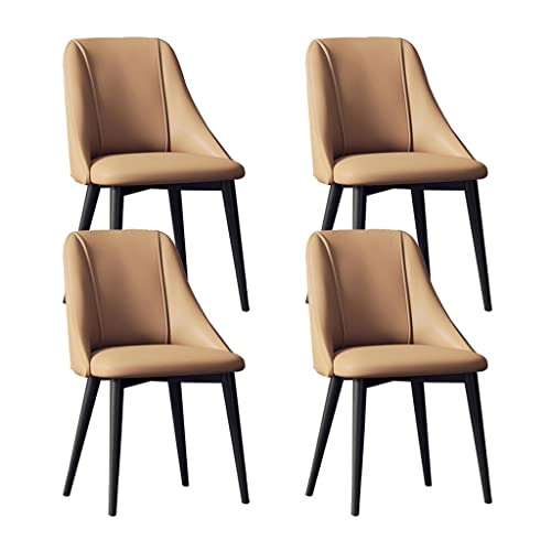SJIALEN Kitchen Chairs Set of 4, Water Proof PU Leather Black Legs Counter Chair Living Room Apartment Balcony Modern Dining Chairs Kitchen Chair (Color : Coffee, Size : Black Legs)