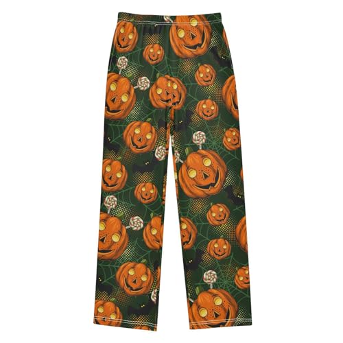 Halloween Pumpkin Candy Boys Long Pants Soft Trousers Elastic Waist Kids Lounge Bottoms with Pockets S-XL