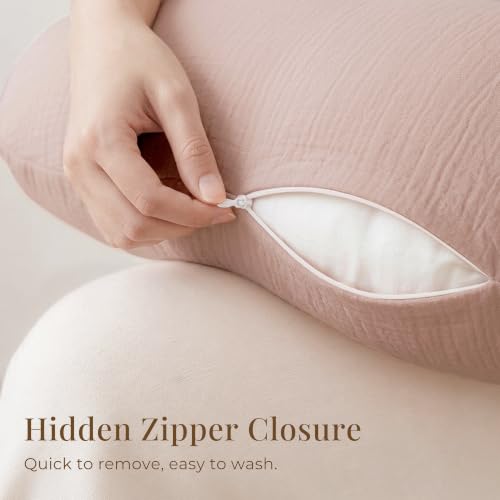 Image of Konssy 2-Pack Muslin Nursing Pillow Covers, Taupe Soft Slipcover for Baby