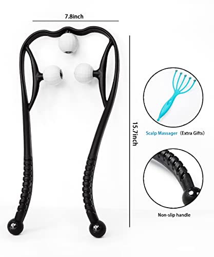 Atncsme Manual Neck Massager Handheld Shiatsu Deep Tissue Dual Trigger Point Back And Shoulder Manual Massage Tool For Relieve Muscle Pain And Tension Buy Now To Get Free Scalp Massager #TOP2
