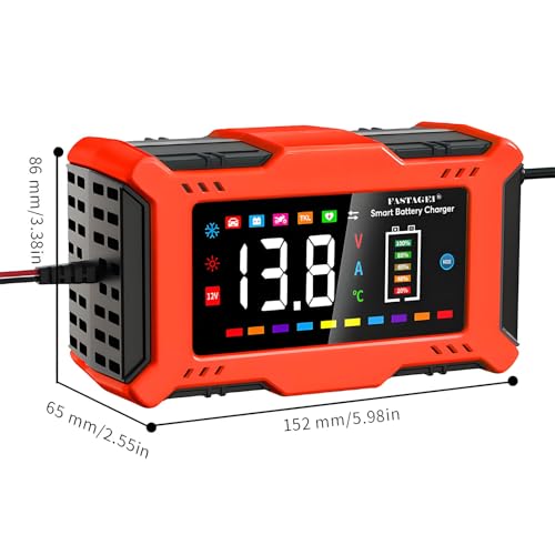 FASTAGEI LiFePO4/Lead Acid Battery Charger Smart Battery Trickle Charger 12V 6A Automotive Battery Maintainer Desulfator Temp Compensation for Car Truck Motorcycle Lawn Mower Marine RV — view 6