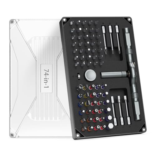 ORIA Ratschen Schraubendreher Set, 74 in 1 Magnetischer Präzisions Schraubendreher Set mit 71 S2 Bits, Magnetischer Verlängerung, Aufbewahrungskoffer, für Haushalt, Fahrrad und Elektronikreparatur