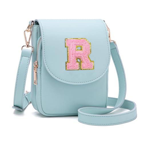 Image of Viverte Crossbody Purse for Teen Girls Small Initial Cell Phone Toddler Purse Leather Triple Compartment Crossbody Bags