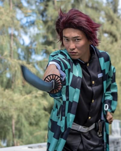 57 SPECIAL REPLICAS Daemon Slayer Katana Schwert 105 cm/41 Zoll - Samurai Schwert Holz für Anime Cosplay - Bokken aus Bambusholz mit Gürtel und Ständer - Anime Schwerter Dekorative Requisiten