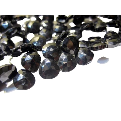 Spinelle noire en cœur facetté de 6,5 mm pour remplacer les perles synthétiques ternes
