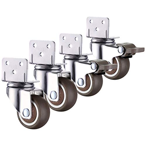 Ruedas Giratorias con Frenos,Ruedas para Muebles,Soportes En Forma De L,Ruedas De Goma,Ruedas Silenciosas,Cuna/Silla,4 Piezas,2 Frenos+2 Sin Frenos,25mm
