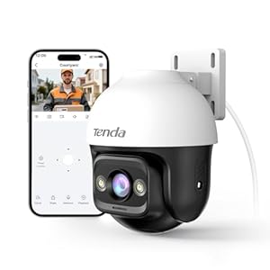 Tenda 3MP Überwachungskamera Aussen WiFi, 2K IP Kamera Outdoor mit Nachtsicht 30M in Farbe, 2-Wege Audio, IP65, AI Personen&Bewegungserkennung, Automatisches Tracking, Kompatibel mit Alexa, CH3 V2.0