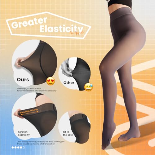 Image of Caprilite Women Fleece Lined Tights-Fake Translucent Leggings High Waist Pantyhose Sheer Thick Warm Tights For Women