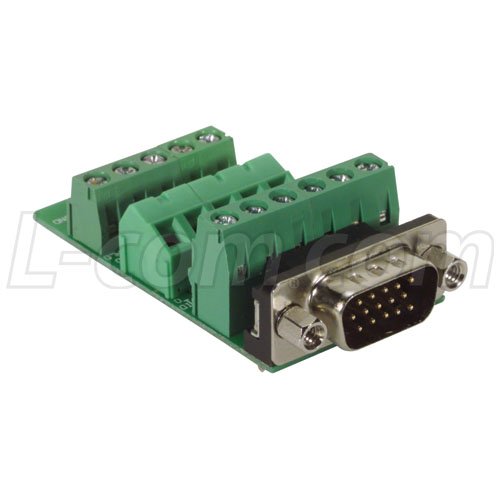 L-com DGB Series HD15 (VGA) Male Connector for Field Termination (Screw Terminal)