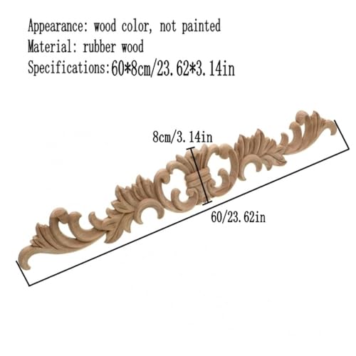 Sculpture sur Bois Applique d'Angle Décorative pour Meubles de Style 60x8 cm
