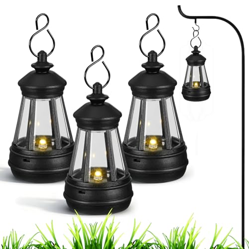 PartyKindom Linterna Solar para Exteriores de Jardín 3 Piezas Mini Lámpara LED de Plástico Resistente Sensor de Luz Automático, Luz Nocturna Decorativa Portátil Tamaño Pequeño 4.8x8.5 Cm