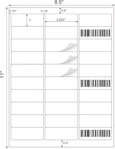 1”x 2-5/8” Address Labels 30 per Sheet, FBA Barcode Labels Mailing Labels for Inkjet Laser Printers, 3000 Labels Sticker Paper Printable White Template 5160 8160 (100 Sheets) image 6