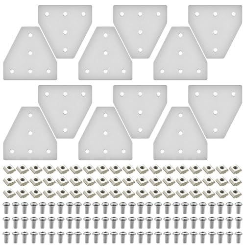 Image of 12pcs 3030 Brackets T Plate Connector Joint Plate T Slot Hardware V Slot Accessories 3030 Aluminum Extrusion Bracket Silver