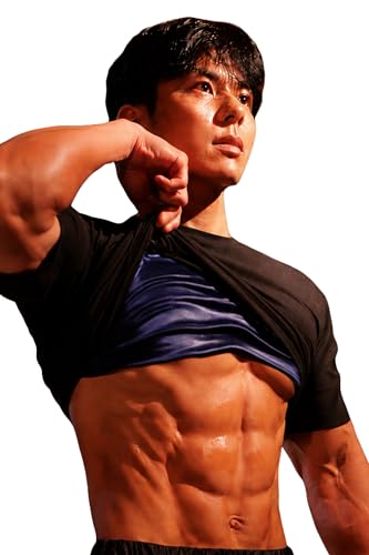 [ALL OUT POWER GRIP PRO] サウナシャツ サウナスーツ Tシャツ メンズ ダイエット 発汗 トレーニング 洗える 伸縮 (ブラック, XL)の商品画像（Amazon）