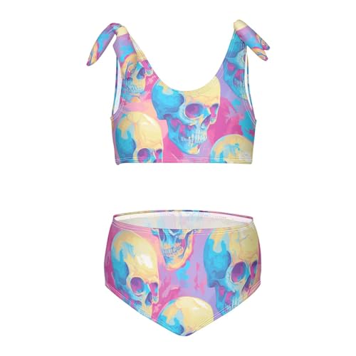 KLL Skulls Seamless Girls 2 Piece Bikini Sets Beach Bathing Suit Swimming Suits Adjustable Strap