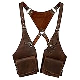 Hide & Play, Shoulder Holster with Adjustable Straps, Ideal for Cosplay, Steampunk, Renaissance, Costume Parties, Full Grain Leather, Handmade, Bourbon Brown
