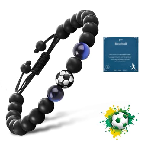 Fußball Armband Jungen Naturstein Fußballarmband, Fussball...
