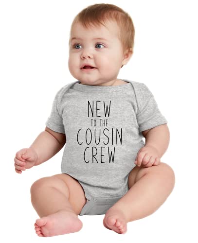 Pregnancy Announcement for Grandparents Size 0-3 Months: New To The Cousin Crew Baby Announcement for Family Romper Gray. Baby Boy Girl - Baby Announcement Onesie Baby Announcement Gifts3