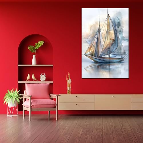 Cuadro abstracto de velero LMYCHENG, lámina de arte oceánico de 20x30cm sin marco 3