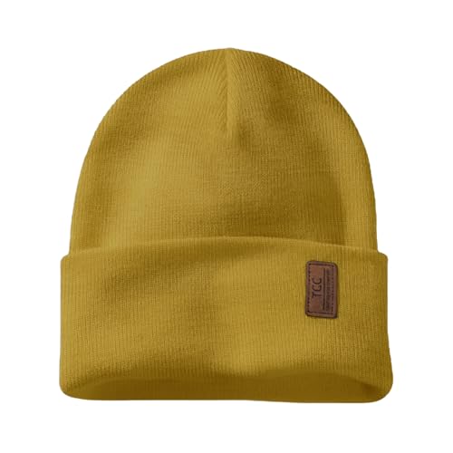 Beanie for Men Women | Cuffed Thick Soft Knitted Unisex Winter Hat Beanies Skull Cap - Yellow