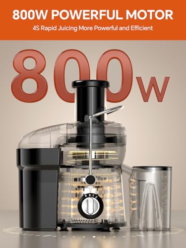 Juicer Machine, Airon Centrifugal Juicer Extractor, Max Power 800W, 3" Wide Feed Chute for Fruit Vegetable, Juice Maker with 3-Speed Setting, High Juice Yield, Easy to Clean, Stainless Steel, BPA Free - Image 3