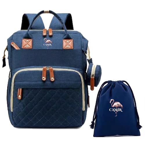 M4268782 CAMIR  Mochila Pañalera, Mochilas Carro Bebe, Bolsa muda bebes, Bolsas Pañales Maternidad para Mama, Portatil con Ganchos para Carro, Bolsos Pañaleras Hospital.(AZUL)