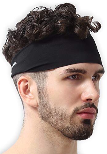 Mens Headband - Sports Running Sweat Head Bands - Athletic Sweatbands Hair Band for Workout, Exercise, Gym, Cycling, Football, Tennis, Baseball & Yoga - Ultimate Performance Stretch & Moisture Wicking