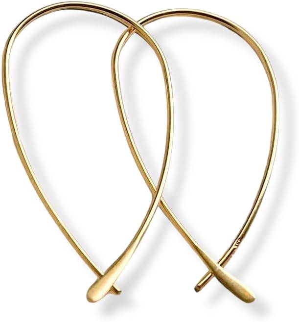 Handmade Gold Oval Hoop Earrings – Elegant 925 Sterling Silver Teardrop Design, Everyday Gift for Her