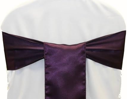 MDS 100 Satin Chair Sashes Bow Wedding and Events Supplies Party Decoration - Plum