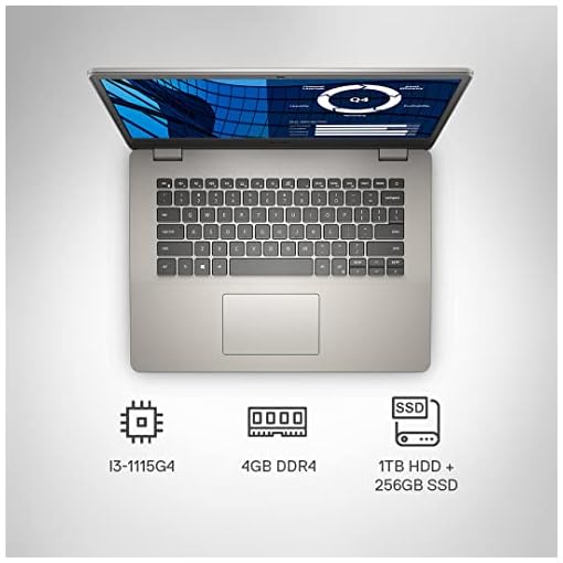 Dell Vostro 3400 Intel i3-1115G4 14 inches(35.5cm) FHD Display Laptop (4GB / 1TB HDD + 256GB SSD/Integrated Graphics/Windows 10 + MSO/Dune Color) D552164WIN9DE, 1.59kg - Image 4