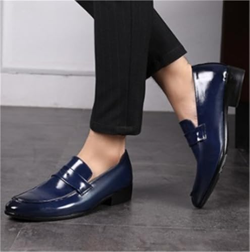 Mens Loafers Shoe Simple Breathable Burnished Toe Loafers Faux Leather Resistant Flat Heel Lightweight Fashion Slip On3