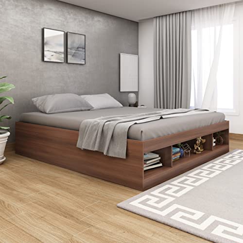 Image of Home Centre Helios Lewis Bronx Queen Bed |Engineered Wood with Box Storage Queen Bed| (Brown) |1 Year Warranty