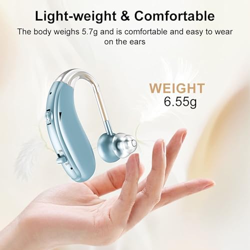 Image of Fastwell F27 Rechargeable Hearing Aids for Adults with Hearing Loss, 360 Degree Rotation Ear Hook, Digital Noise Reduction Ear Machine, Single Ear (Azure) 1-Year Warranty