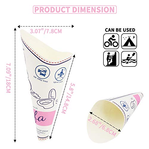 guofa Female Urinal, 30 Pack Disposable Female Urination Device Portable Womens Urinal Funnel Device Women Pee Cup Standing up Waterproof Paper Standing Pee Funnel for Camping, Hiking