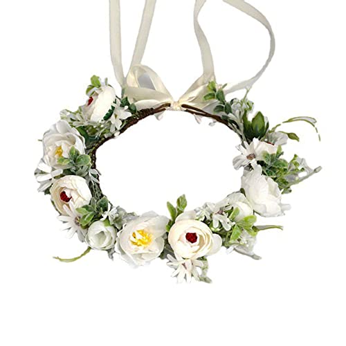 Daisyu Green Leaf Crown Eucalyptus Floral Headband Wedding Photo Prop Headpiece (A/white)
