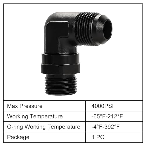 Image of EVIL ENERGY 12AN Flare to 12AN ORB Male Swivel Adapter Fitting 90 Degree Black 1PC