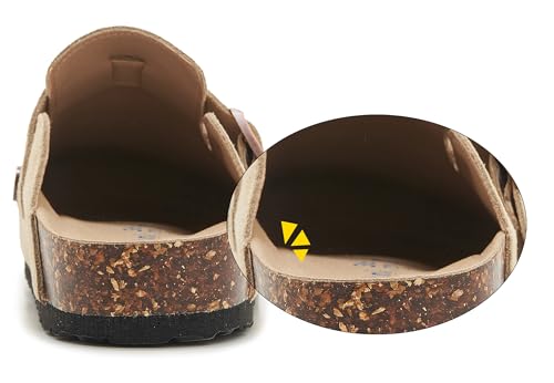 Womens Clogs Soft Leather Mules Cork Footbed Sandals Non-Slip Comfort Potato Shoes4