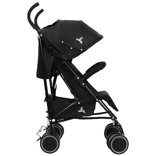 Asalvo TOKYO Silla de Paseo Ultraligera para bebé, Carrito de paseo, Respaldo Reclinable, Cochecito urbano, Arnés 5 Puntos, SPF50+, Capota con Ventana, Manejable y Máxima Seguridad, Hasta 16kg, Negro - imagen 5