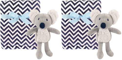Image of Hudson Baby Unisex Baby Plush Blanket with Toy, Koala, One Size (Pack of 2)