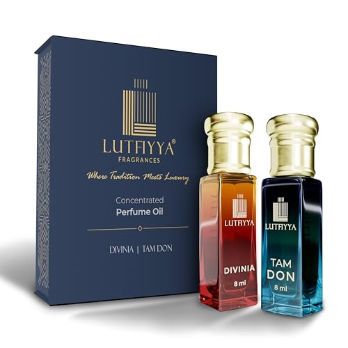 Image of Non-Alcoholic Attar Roll-On Perfume Oil (Pack of 2, 8ml Each) | Tam Don & Divinia | Long Lasting Sandalwood, Floral, Amber & Musk Fragrance for Men & Women