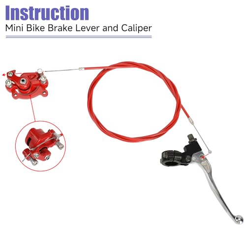 Image of Mini Bike Brake Lever Kit with 180mm Disc Brake Rotor Compatible with Coleman CT100U CC100X Baja Doodlebug DB30 Motovox MBX10 MBX11 Monster Mega Moto 80cc 105cc Parts Rear Brake Caliper