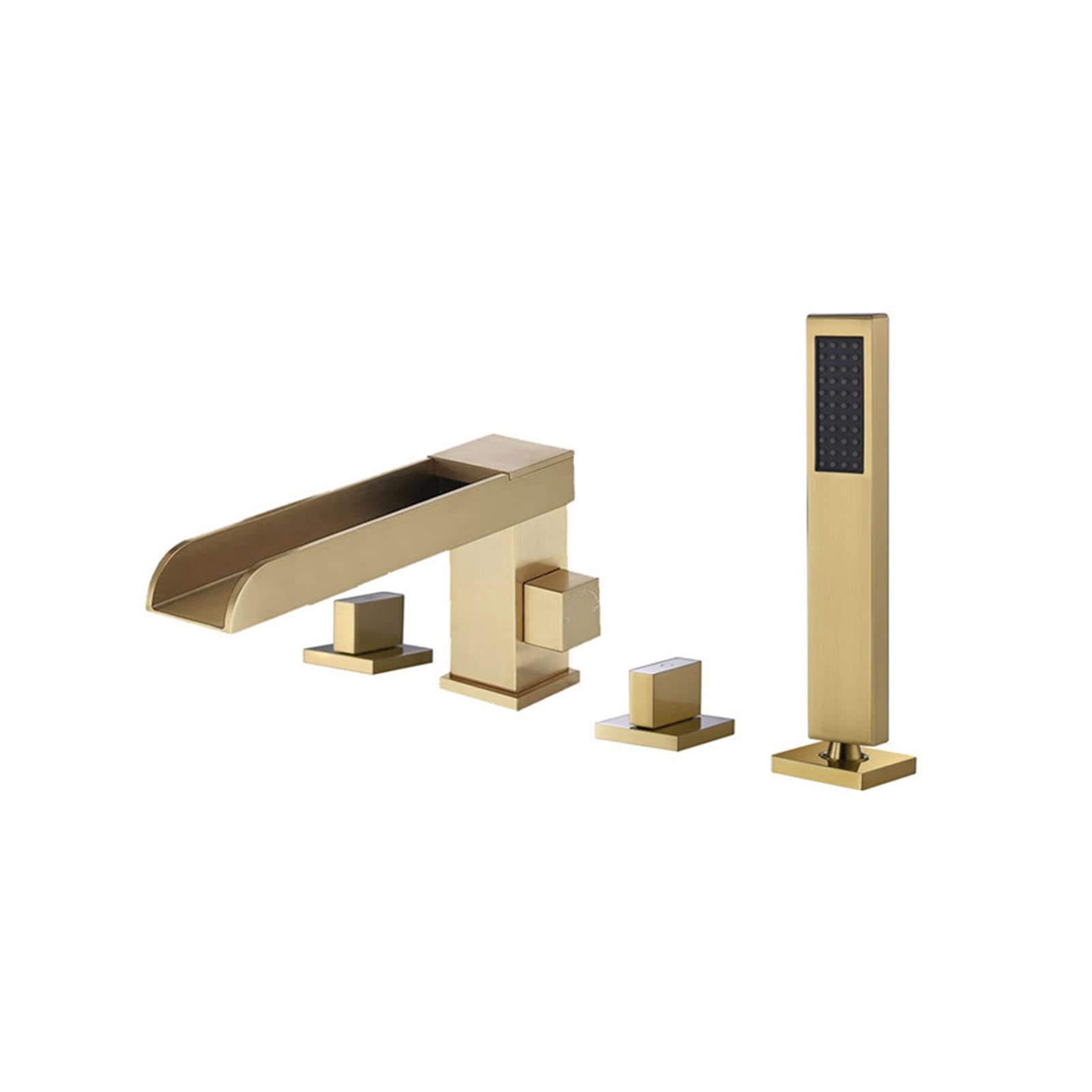 Mooilko Giallo Bathtub Faucet Widespread Tub Sink Mixer Tap Brushed Gold/Black Brass Bathroom Bath Shower Faucet With Hand Shower Head Easy To Install(Giallo)