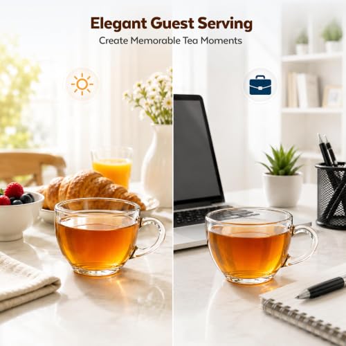 Image of QNQ Clear Glass Cup Transparent Glass with Handle for Coffee, Tea & Milk, Premium Glassware for Hot Beverages