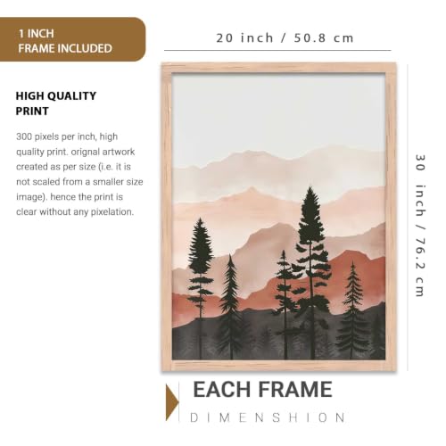 Image of kotart Decorative Mountain View Framed Painting | Big Aesthetic Nature Inspired Framed Paintings for Living Room Bedroom Wall Decor Set Of 3