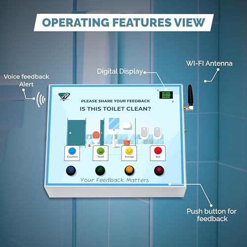 Image of Rely Cure⇒VP INDUSTRIES (GSM Mode) Toilet Cleanliness Feedback System - Press a smiley button to give instant feedback and view real-time reports via the Android app or website.