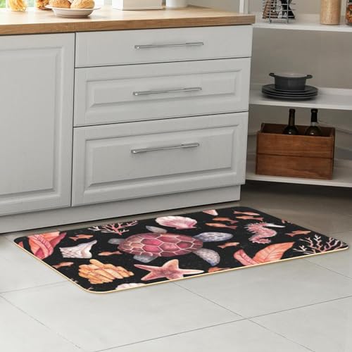 Alfombrillas de cocina absorbentes con diseño de tortuga para pasillo y hogar 7