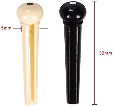 6PCS Acoustic Guitar ABS Plastic Bridge Pins, Black With White Dot